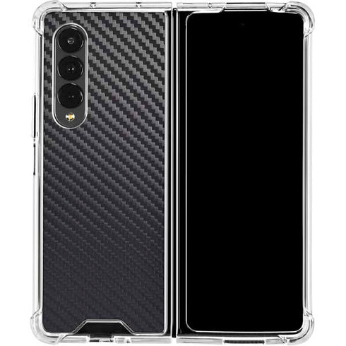 Black Carbon Fiber Specialty Texture Material Galaxy Z Fold4 5G Clear Case